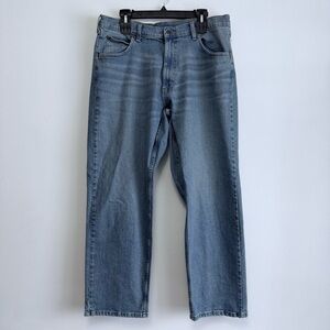 Wrangler Straight Leg Flex Jeans Medium Wash 36x30 Cotton Blend
